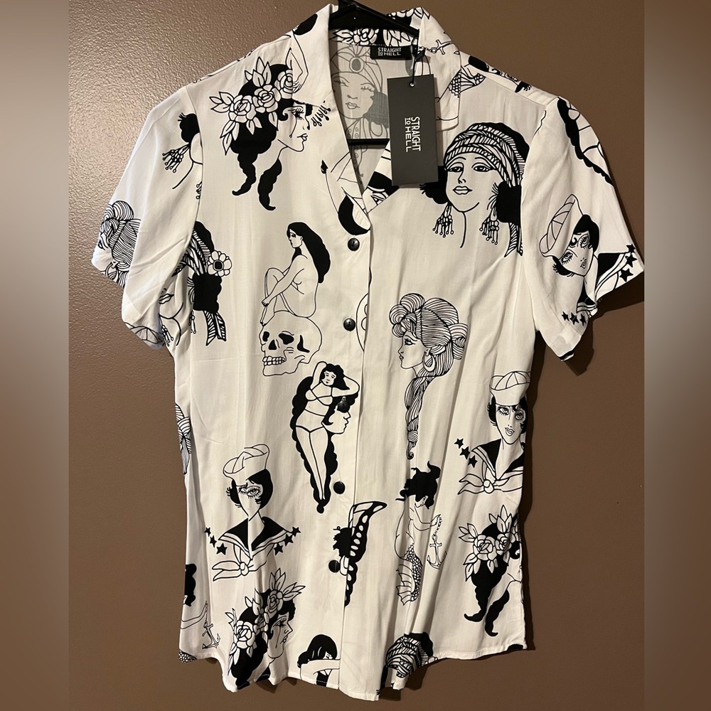 Straight To Hell Apparel Manners and Morals Vintage Faces Shirt Size S NWT